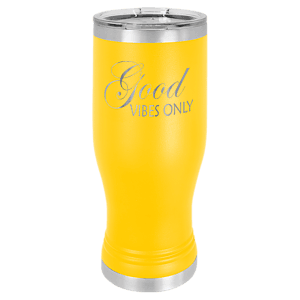 20 oz. Yellow Laser Engraved Polar Camel Pilsner Tumbler w/Clear Lid