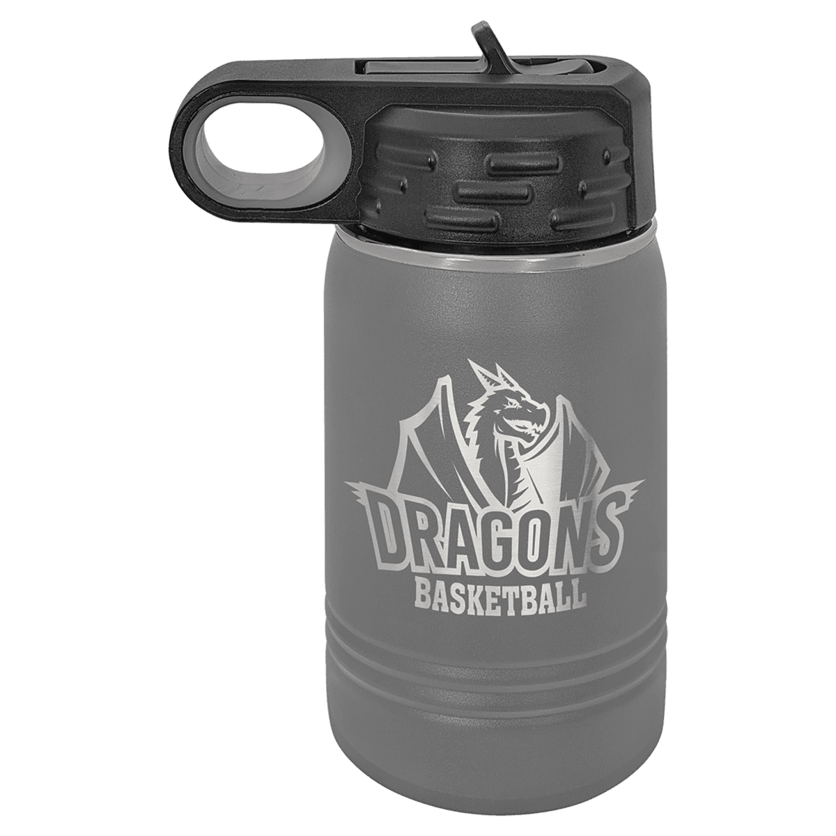 12 oz. Dark Gray Laser Engraved Polar Camel Water Bottles