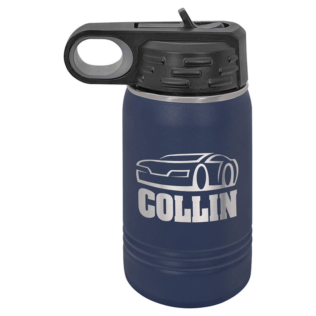 12 oz. Navy Blue Laser Engraved Polar Camel Water Bottles