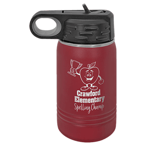 12 oz. Maroon Laser Engraved Polar Camel Water Bottles