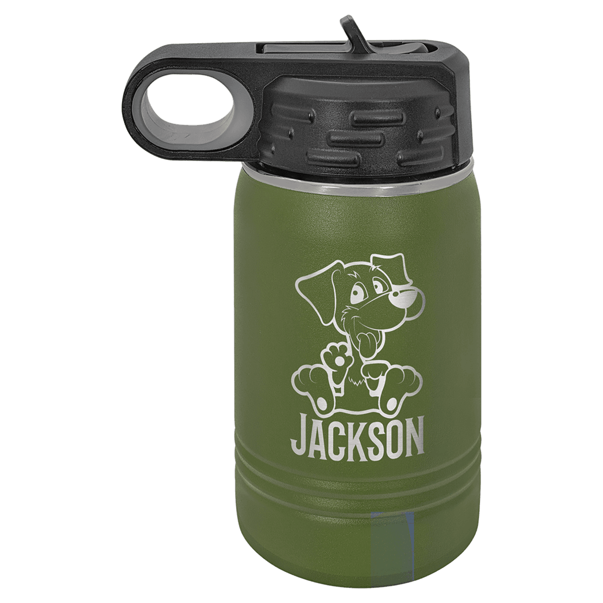 12 oz. Olive Green Laser Engraved Polar Camel Water Bottles