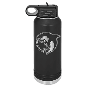 32 oz. Black Powder Coated Laser Engraved Polar Camel Water Bottles