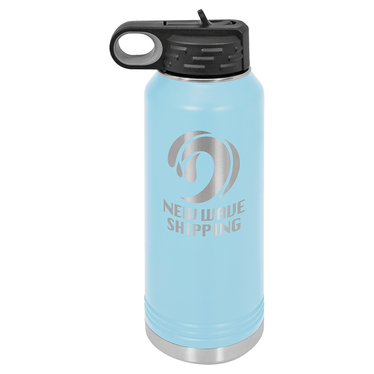 32 oz. Light Blue Powder Coated Laser Engraved Polar Camel Water Bottles