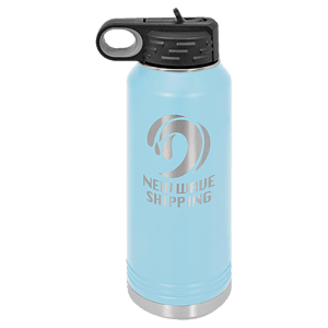 32 oz. Light Blue Powder Coated Laser Engraved Polar Camel Water Bottles