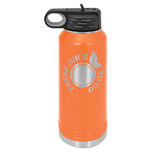 32 oz. Orange Powder Coated Laser Engraved Polar Camel Water Bottles