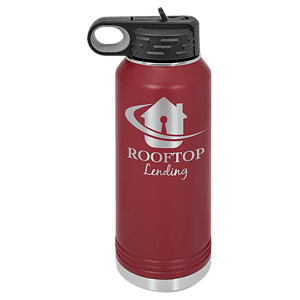 32 oz. Maroon Powder Coated Laser Engraved Polar Camel Water Bottles