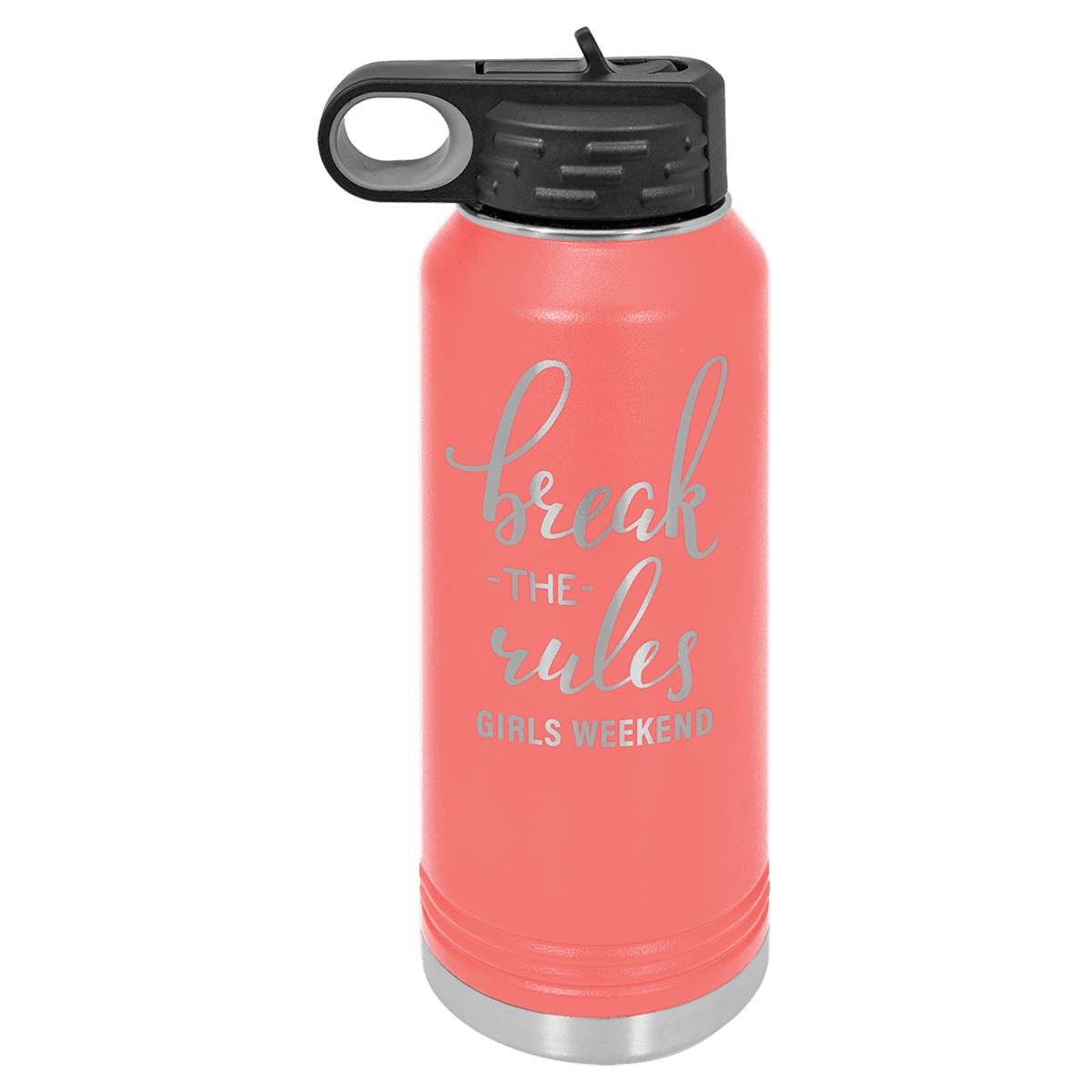 32 oz. Coral Powder Coated Laser Engraved Polar Camel Water Bottles