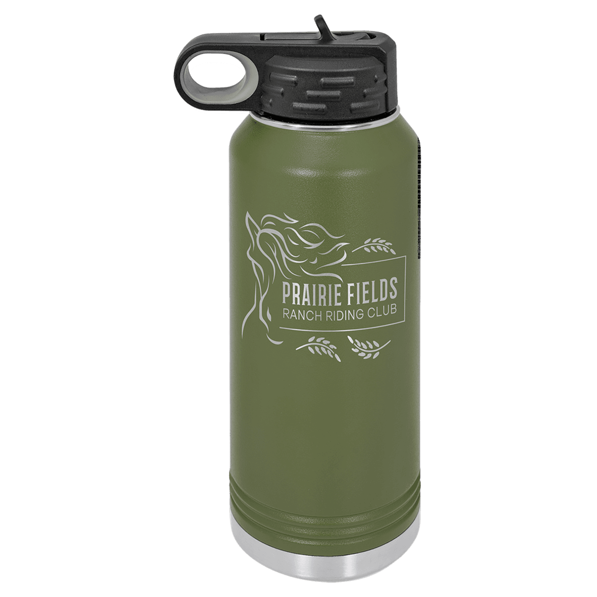 32 oz. Olive Green Powder Coated Laser Engraved Polar Camel Water Bottles