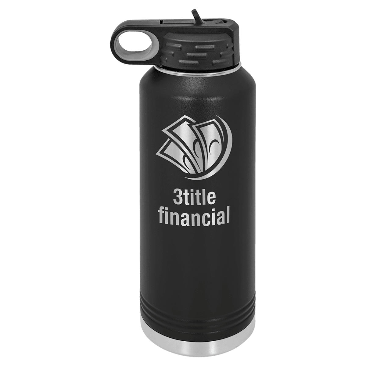40 oz. Black Powder Coated Laser Engraved Polar Camel Water Bottles