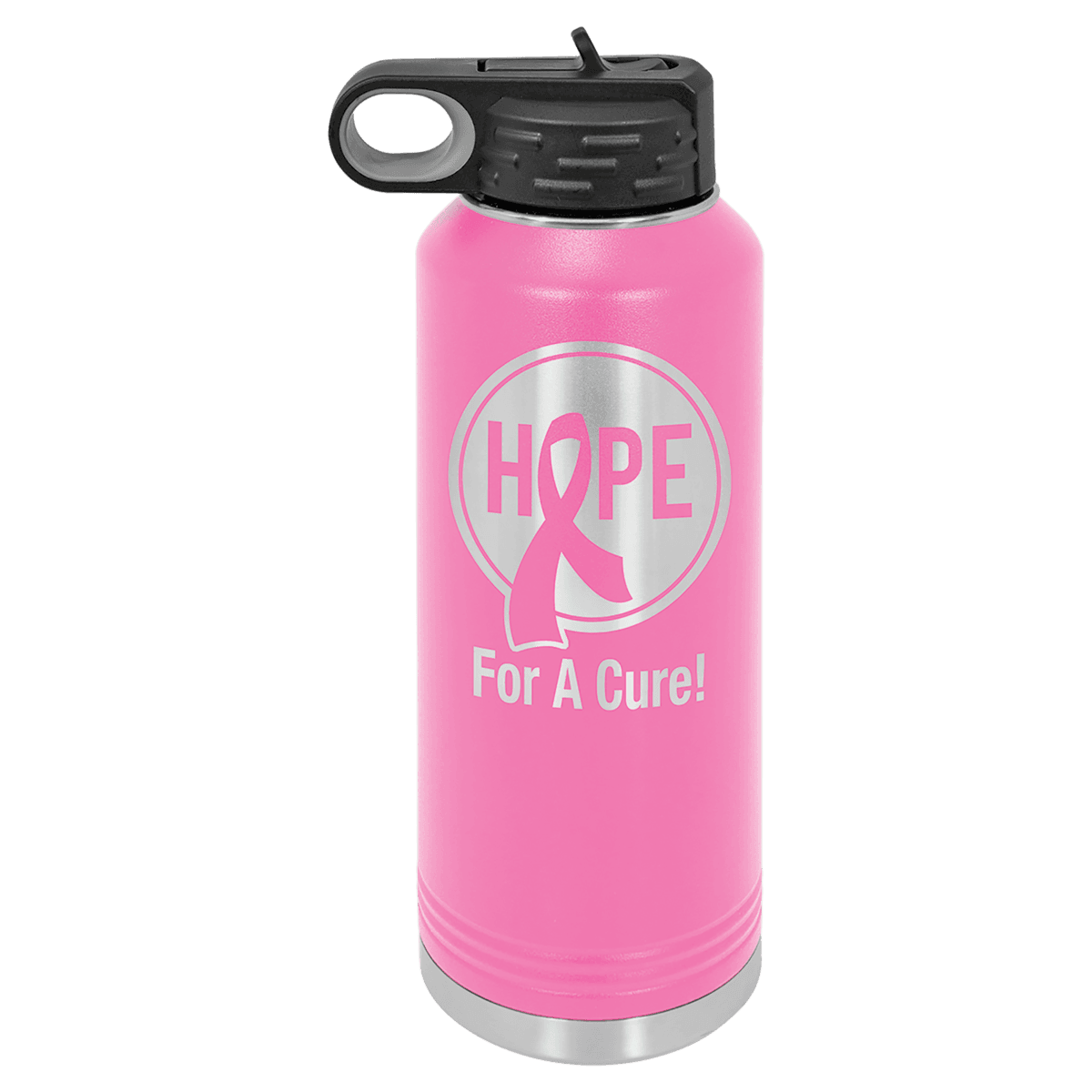 40 oz. Pink Powder Coated Laser Engraved Polar Camel Water Bottles