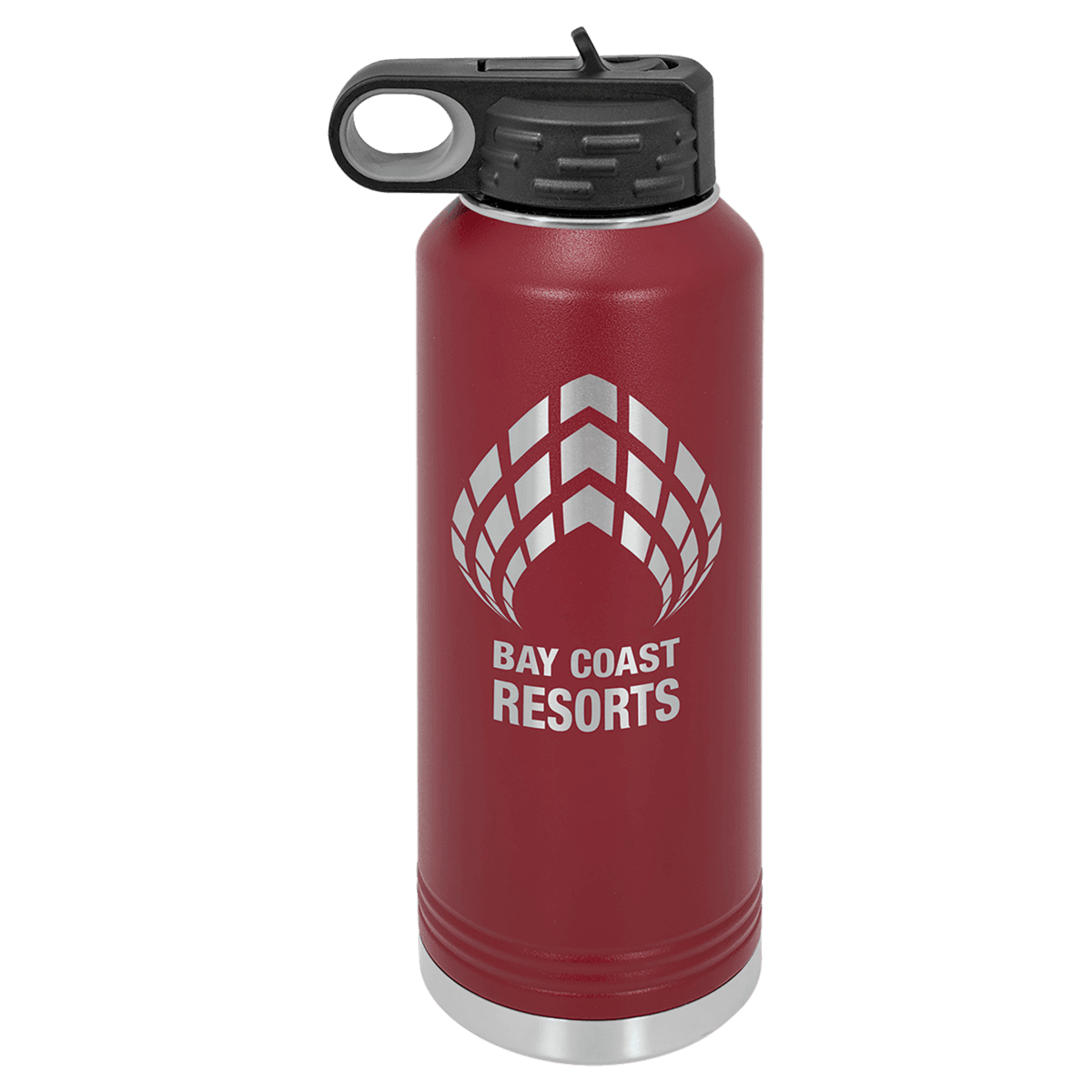 40 oz. Maroon Powder Coated Laser Engraved Polar Camel Water Bottles
