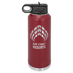 40 oz. Maroon Powder Coated Laser Engraved Polar Camel Water Bottles