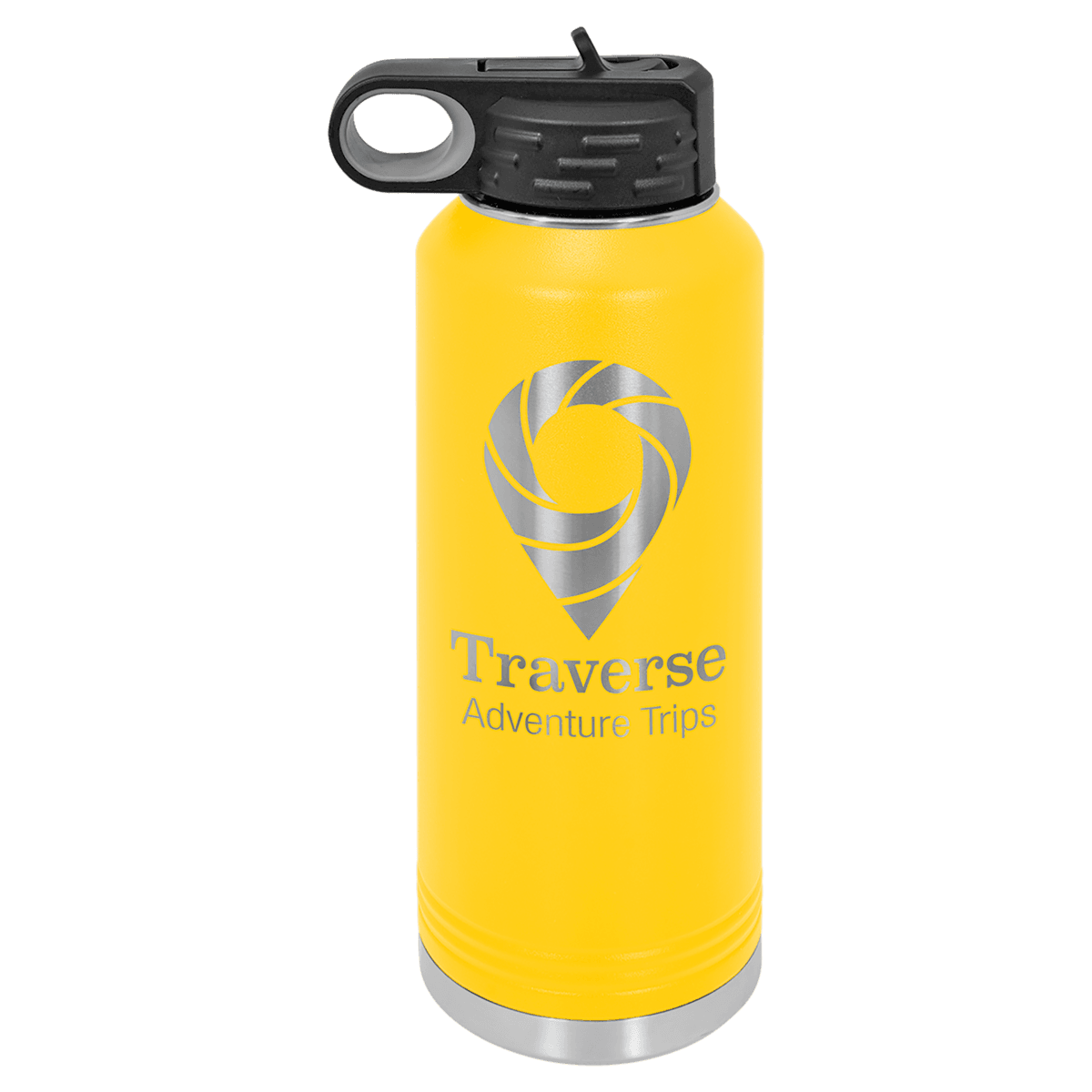 40 oz. Yellow Powder Coated Laser Engraved Polar Camel Water Bottles