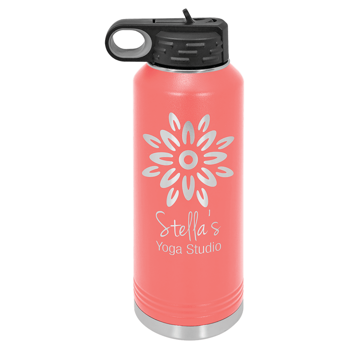 40 oz. Coral Powder Coated Laser Engraved Polar Camel Water Bottles