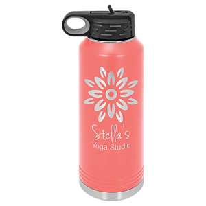 40 oz. Coral Powder Coated Laser Engraved Polar Camel Water Bottles