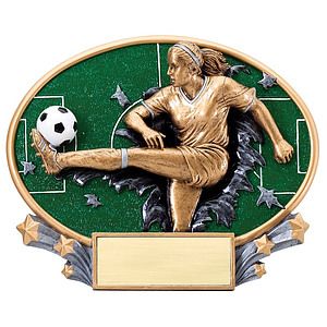 Soccer Female Xplosion Oval Resin Award
