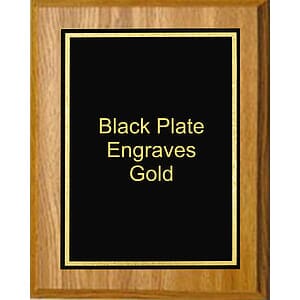 6" x 8" Oak Finish Plaque with a Black Florentine Plate