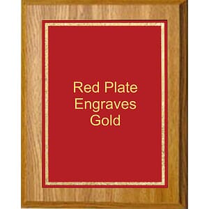 6" x 8" Oak Finish Plaque with a Red Florentine Plate