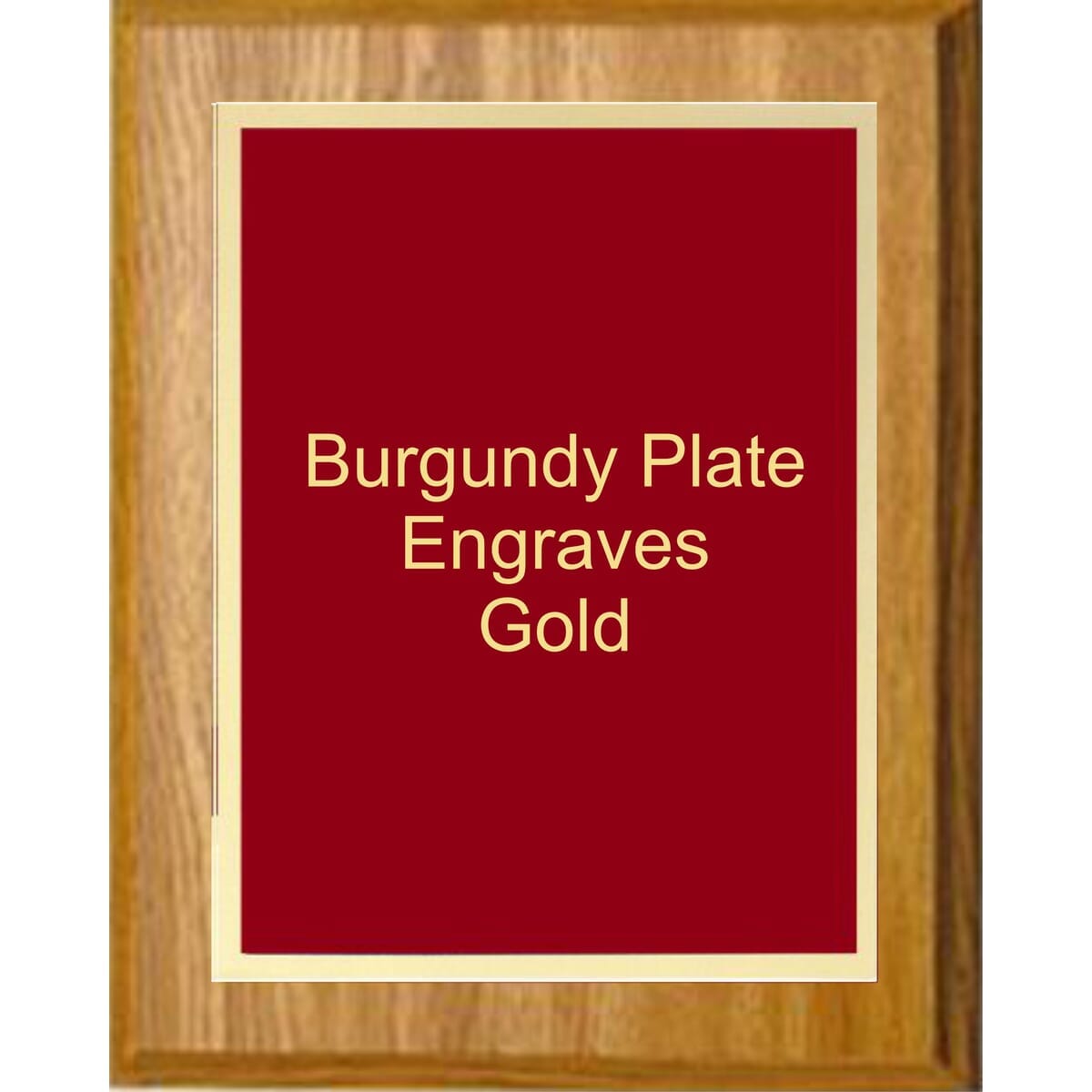 7" x 9" Oak Finish Plaque with a Gold Border Black Simplicity Plaque Plate