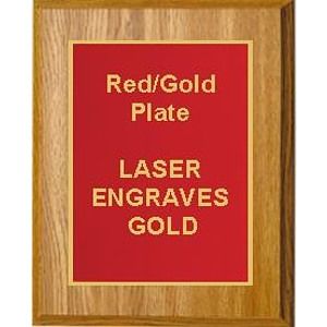 8" x 10" Oak Finish Plaque with a Red Designer Plate