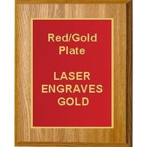 9" x 12" Oak Finish Plaque with a Red Designer Plate