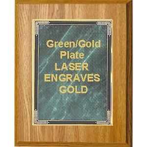9" x 12" Oak Finish Plaque with a Green Marble Mist Plate