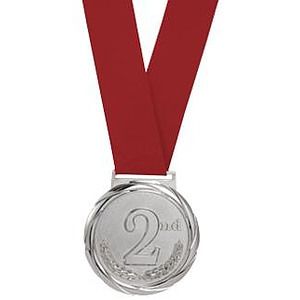 2nd Place Olympic Style Medal with Ribbon 3-1/4"
