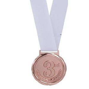 3rd Place Olympic Style Medal with Ribbon 3-1/4"