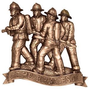 Fireman Die Cast Metal Plaque Mount