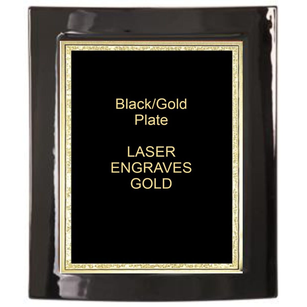 7-1/2" x 9" Black Piano Finish Eclipse Plaque with a Black Florentine Plate