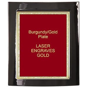 7-1/2" x 9" Black Piano Finish Eclipse Plaque with a Red Florentine Plate
