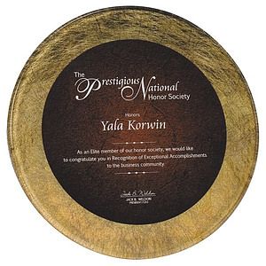 11" Diameter Gold and Sienna Round Acrylic Art Plaque