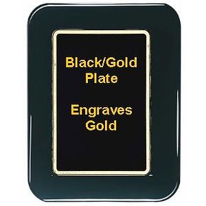 8" x 10" Black Piano Finish Round Corner Plaque with a Black Round Corner Plate
