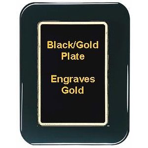 9" x 12" Black Piano Finish Round Corner Plaque with a Black Round Corner Plate
