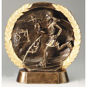 Track Female High Relief Circular Plate Award
