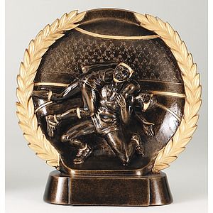 Wrestling High Relief Circular Plate Award