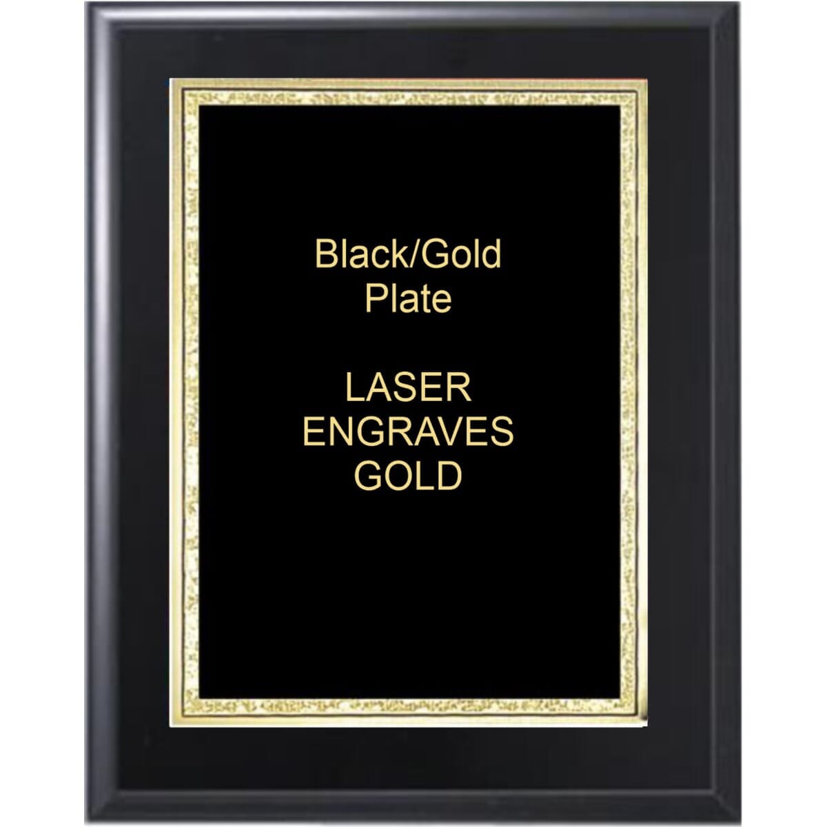 6" x 8" Solid Black Matte Finish Plaque with a Black Florentine Plate
