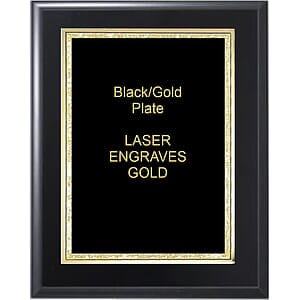 6" x 8" Solid Black Matte Finish Plaque with a Black Florentine Plate