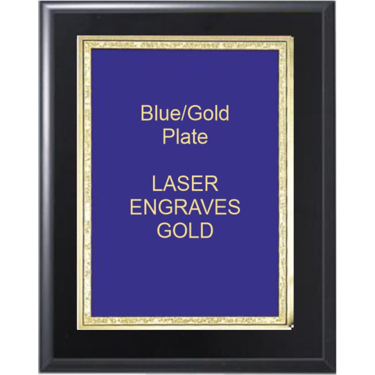 7" x 9" Solid Black Matte Finish Plaque with a Blue Florentine Plate