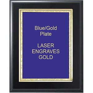 7" x 9" Solid Black Matte Finish Plaque with a Blue Florentine Plate