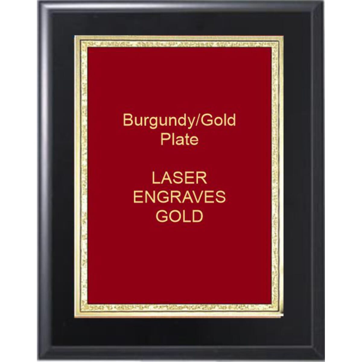 9" x 12" Solid Black Matte Finish Plaque with a Red Florentine Plate
