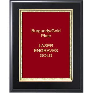 9" x 12" Solid Black Matte Finish Plaque with a Red Florentine Plate