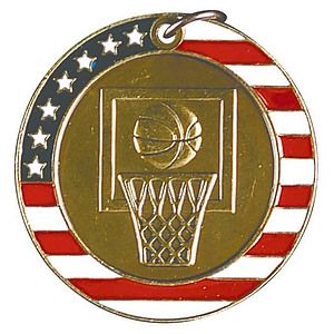 Basketball Stars & Stripes Medal, 2"