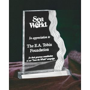 6-1/2" x 9-5/8" Clear Waterfall Edge Acrylic Award