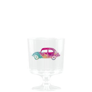 5 oz Clear Fluted Plastic Footed Wine Cup - Digital
