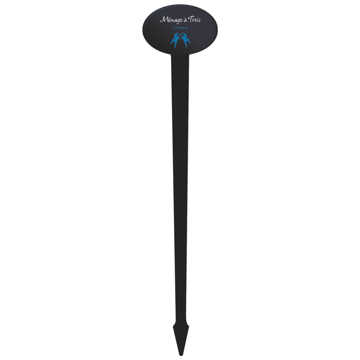 6" Oval Plastic Drink Stirrer - Black