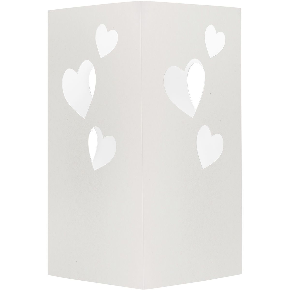 Table Luminary Card Stock 12pt 4 Sided Heart 4.25"x 4.25" x 8" - White