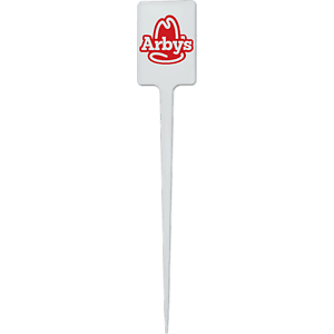 5" Upright Rectangle Plastic Food Pik - White
