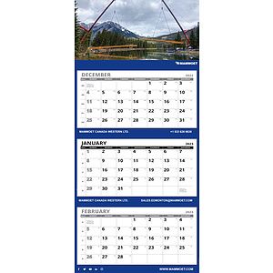 3 Month at a View European Wall Calendar