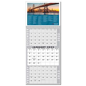 3 Month View full Color Wall Calendar